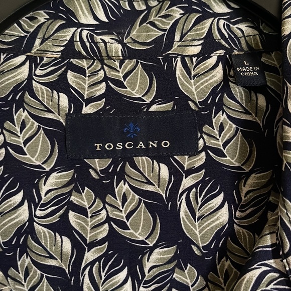 Toscano linen leaf print button down - Picture 2 of 3